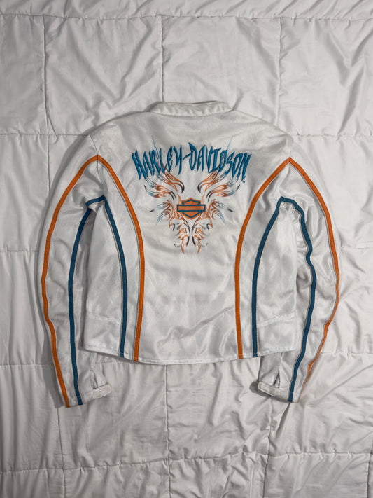 Harley Davidson Racing Jacket Lona Blanca
