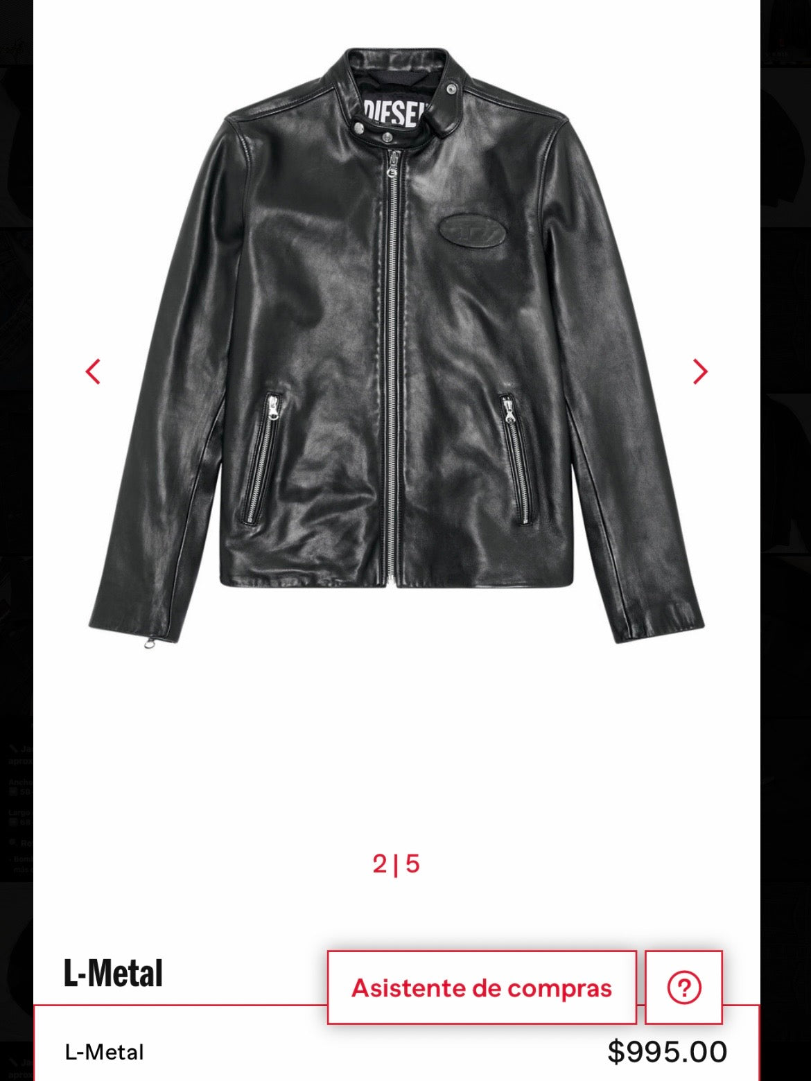 Diesel L-Metal Leather Jacket (Cuero Ovino Premium)