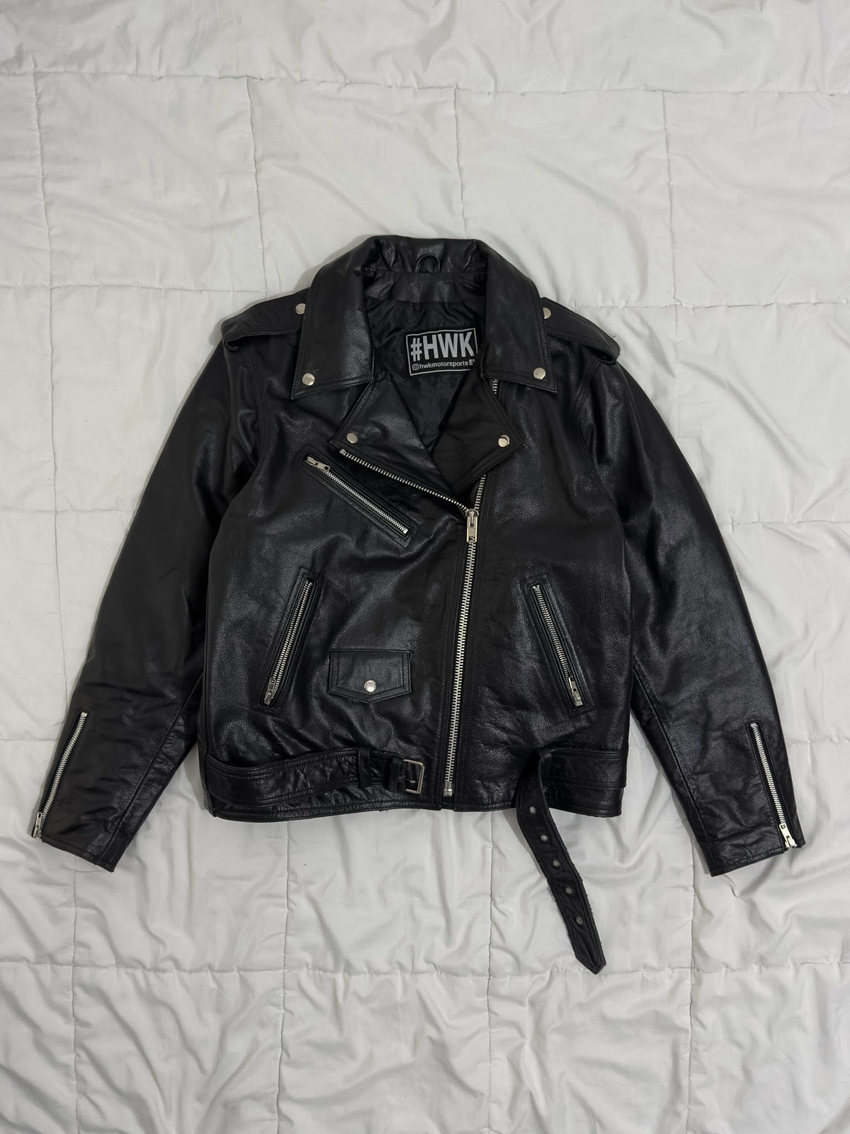 HWK 100% Cuero Biker Jacket