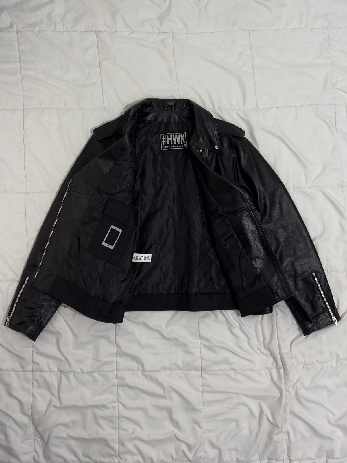HWK 100% Cuero Biker Jacket