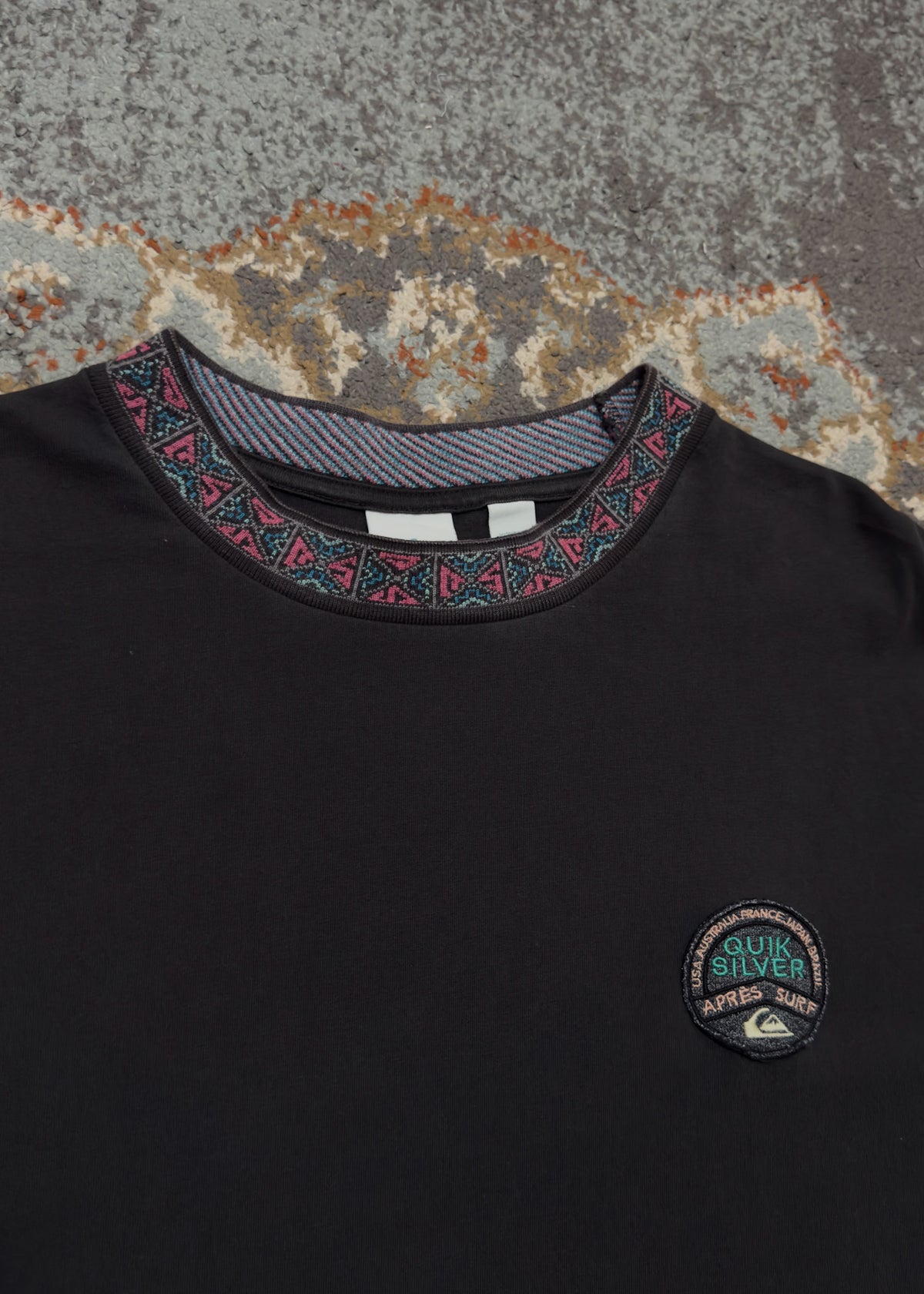 Vintage 90 Quicksilver Aztec Neck Surf T-Shirt