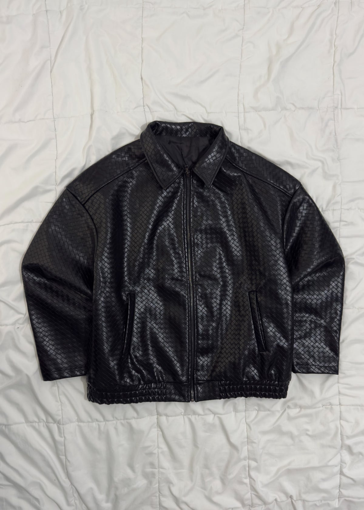 Cross-Woven Bomber Jacket