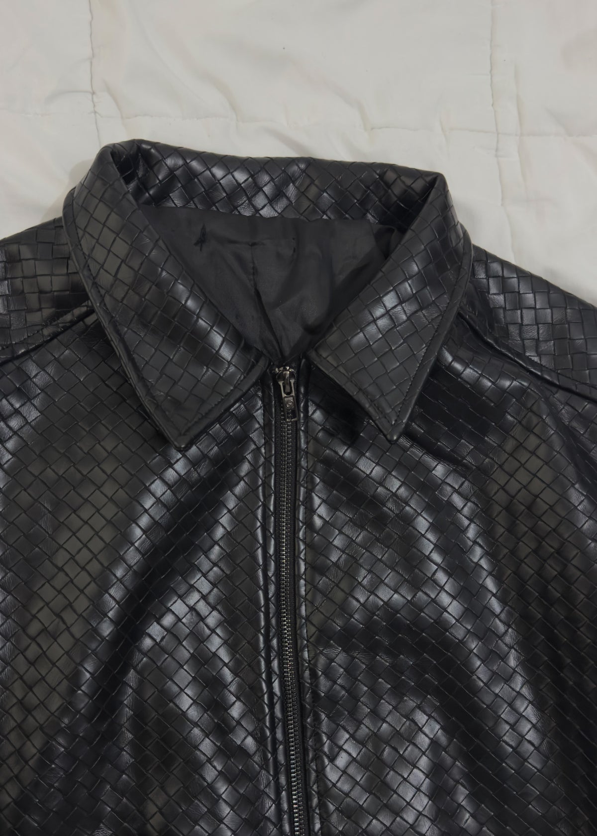 Cross-Woven Bomber Jacket