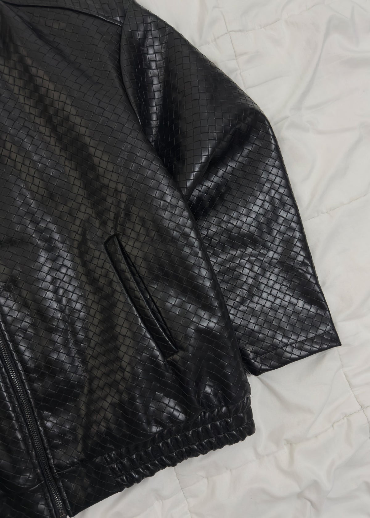 Cross-Woven Bomber Jacket