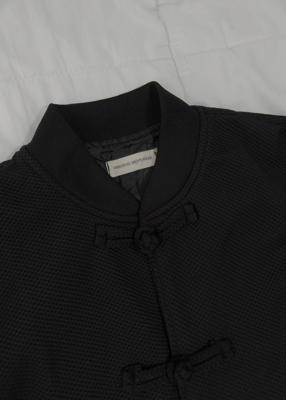 Black Chinese-Style Bomber Jacket — Dragon Embroidery