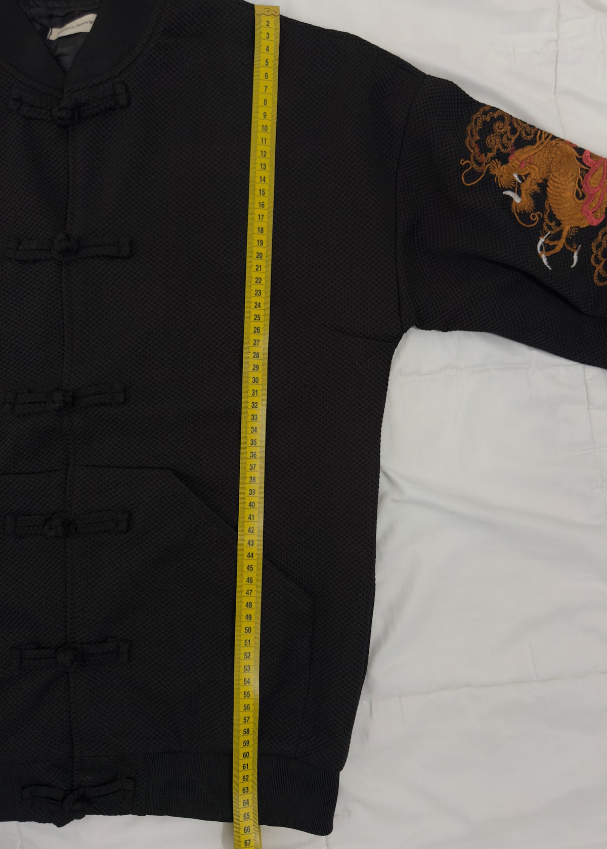 Black Chinese-Style Bomber Jacket — Dragon Embroidery